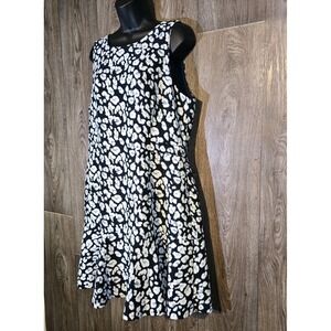 Banana Republic Dress Black White‎ Speckle Print Sleeveless Size 16